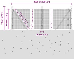 Cerca de Arame Soldado com 13 Postes Flangeados 0,6x25 m Aço Galvaniza