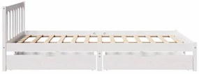 Cama sem colchão 135x190 cm madeira de pinho maciça branco