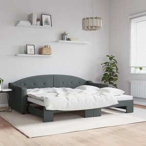 vidaXL Sofá-cama com gavetão 90x200 cm tecido cinzento-escuro