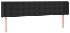 Cabeceira de cama c/ LED couro artificial 203x16x78/88 cm preto
