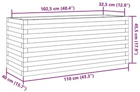 Vaso/floreira de jardim 110x40x45,5 cm madeira de pinho maciça