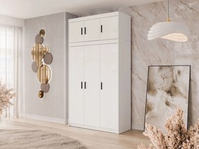 Roupeiro Novduni 104, Branco, 246x133x53cm, 128.6 kg, Portas para roupeiro: Com dobradiças, Número de prateleiras: 7, Número de prateleiras: 7