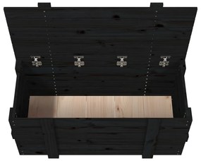 Caixa de arrumação 91x40,5x42 cm madeira de pinho maciça preto