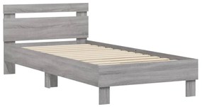 Estrutura de cama c/ cabeceira derivados madeira cinza sonoma