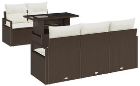 Conjunto de sofá jardim vidaXL de 6 peças com almofadas de rattan poli