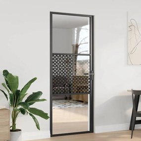 vidaXL Porta Interna Preto 83 x 201.5 cm Vidro Temperado, Alumínio