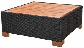 7 pcs conjunto lounge de jardim c/ almofadões vime PE preto
