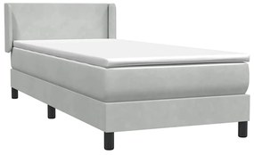 Cama com molas/colchão cinzento-claro 80x210 cm veludo