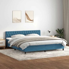 vidaXL Cama com molas/colchão 180x210 cm veludo azul-escuro