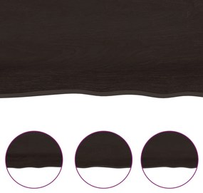 Tampo de mesa com bordas vivas maciço tratado castanho-escuro