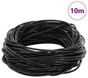 vidaXL Corda de Couro Preto Ø1,5 mm x 10 m Couro