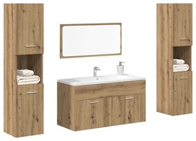 4 pcs móveis de casa de banho deriv. madeira carvalho artisiano