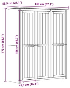 Roupeiro BODO 146x53,5x173 cm madeira de pinho maciça branco