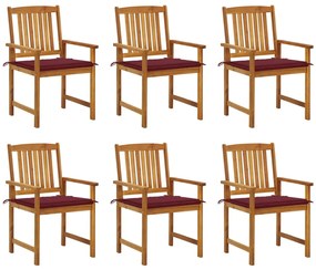 Cadeiras de jardim com almofadões 6 pcs acácia maciça