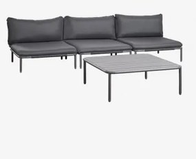 Conjunto De Jardim Com Sofá Modular De 3 Peças E Mesa De Centro Roubly Cinza Grafito - Sklum
