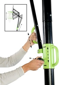 Cesto de basquetebol portátil Galaxy com rodas e aro para afundanços ajustavel em altura verde e preto