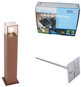 Candeeiro de exterior 50 cm castanho ferrugem com espigão e manga de cabo - Dinamarca Industrial