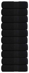 vidaXL Toalhas de bidé 10 pcs 30x50 cm 360 gsm 100% algodão preto