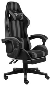 20530 vidaXL Cadeira estilo corrida c/ apoio pés couro artif. preto/cinzento