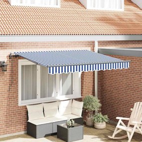 vidaXL Toldo Retrátil Azul e Branco e Antracite