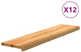vidaXL Tapetes de escada 12 pcs 110x30x2 cm carvalho castanho-claro