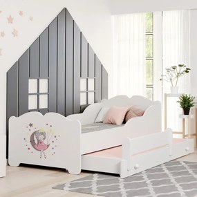 Cama dupla infantil ANNA 160x80 branca - princesa adormecida - colchão e estrado incluído