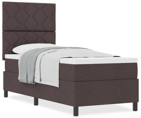 Cama Box Spring com Colchão Castanho Escuro 80x200 cm Tecido