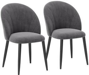 HOMCOM Conjunto de 2 Cadeiras de Sala de Jantar Cadeira de Cozinha Veludo Pés de Metal Cinza 52x54x79 cm | Aosom Portugal