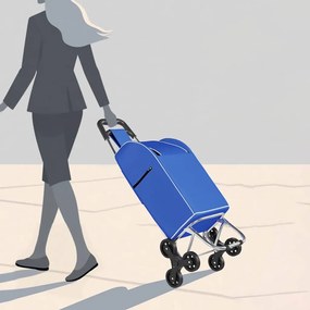 Carrinho de Compras vidaXL com Escada Azul 38 L