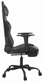 Cadeira gaming massagens c/ apoio pés couro artif. preto/cinza