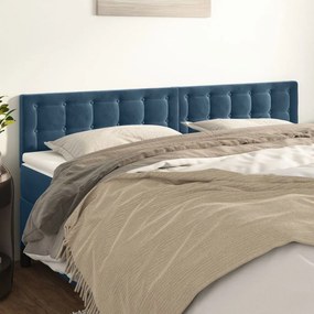 vidaXL Cabeceira de cama 2 pcs veludo 90x5x78/88 cm azul-escuro
