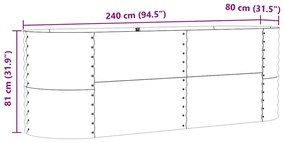 Canteiro Elevado vidaXL Verde 240x80x81 cm Aço Galvanizado