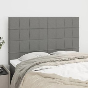 vidaXL Cabeceira de cama 4 pcs tecido 72x5x78/88 cm cinzento-escuro