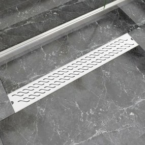 vidaXL Dreno de chuveiro linear ondas 830x140 mm aço inoxidável