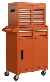 Armário de armazenamento de ferramentas de alta capacidade com rodas com trava - vermelho