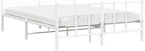 Estrutura de cama com cabeceira e pés 140x200 cm metal branco