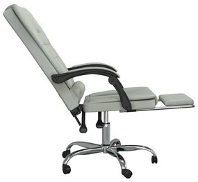 Cadeira massagens reclinável escritório veludo cinzento-claro