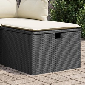 vidaXL Banco de jardim com almofadão 55x55x37 cm vime PE preto