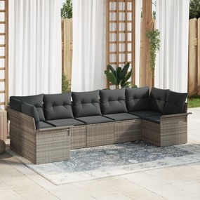 Conjunto de Sofá de Jardim vidaXL de 7 Peças com Almofadas Cinza Claro