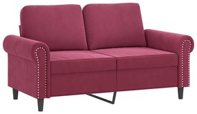 4 pcs conjunto de sofás com almofadas veludo vermelho-tinto
