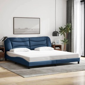 Estrutura de cama sem colchão 200x200 cm tecido azul
