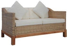 2 pcs conjunto de sofás com almofadões vime natural