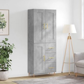vidaXL Armário alto 69,5x34x180 cm derivados de madeira cinza cimento