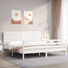 vidaXL Estrutura cama Super King Size c/ cabeceira madeira branco