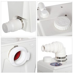 HOMCOM Bomba Trituradora Sanitário de Água Residual com 500 W e 4 Entradas para Casa de Banho Cozinha 40x17,5x28 cm Branco