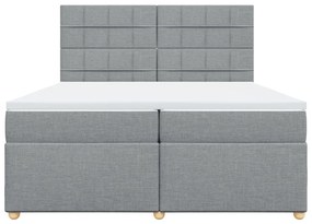Cama com molas/colchão 200x200 cm tecido cinza-claro