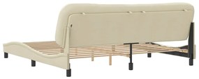 Estrutura de cama sem colchão 200x200 cm tecido cor creme