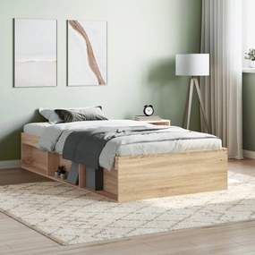 vidaXL Estrutura de cama 100x200 cm carvalho sonoma
