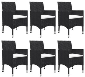 7 pcs conjunto de jantar para jardim preto