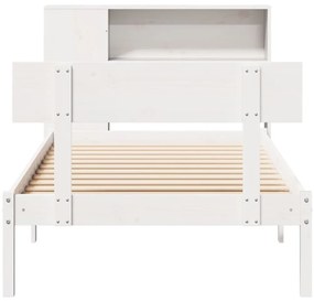 Cama com estante sem colchão 90x200 cm pinho maciço branco
